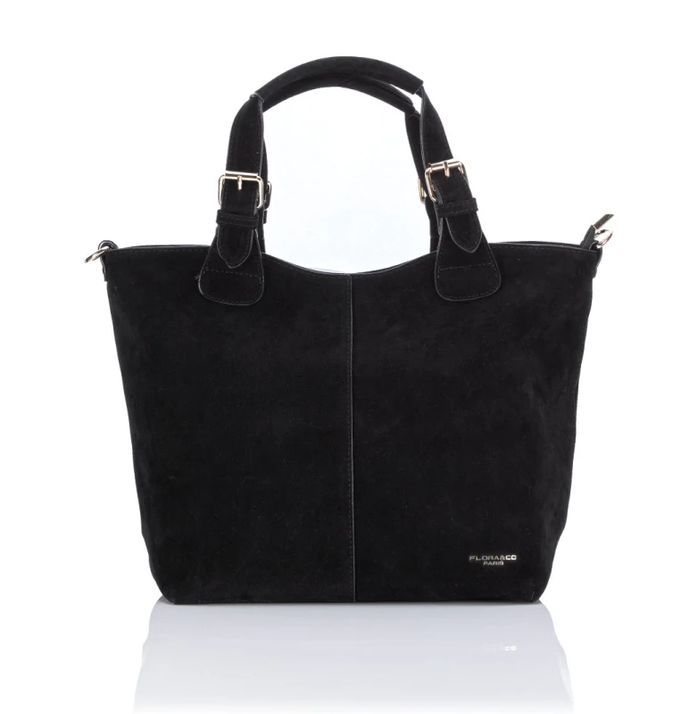 FLORA&amp;CO Paris Torebka Shopper A4 z Zamszu Ekologicznego | Rączki + Regulowany Pasek
