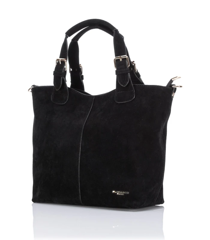 FLORA&amp;CO Paris Torebka Shopper A4 z Zamszu Ekologicznego | Rączki + Regulowany Pasek