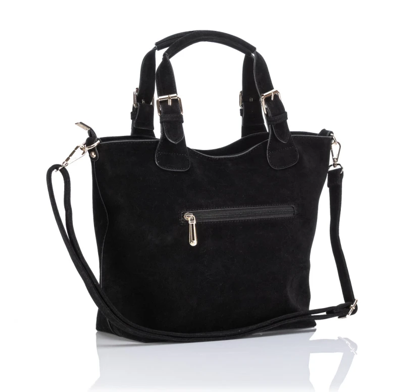 FLORA&amp;CO Paris Torebka Shopper A4 z Zamszu Ekologicznego | Rączki + Regulowany Pasek