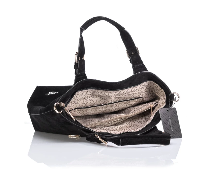 FLORA&amp;CO Paris Torebka Shopper A4 z Zamszu Ekologicznego | Rączki + Regulowany Pasek