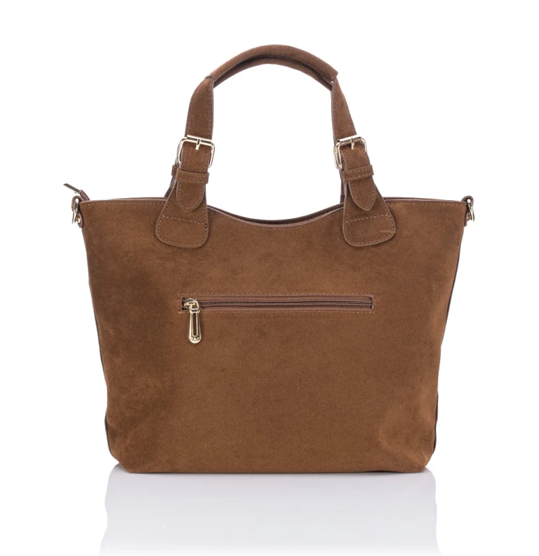 FLORA&amp;CO Paris Torebka Shopper A4 z Zamszu Ekologicznego | Rączki + Regulowany Pasek