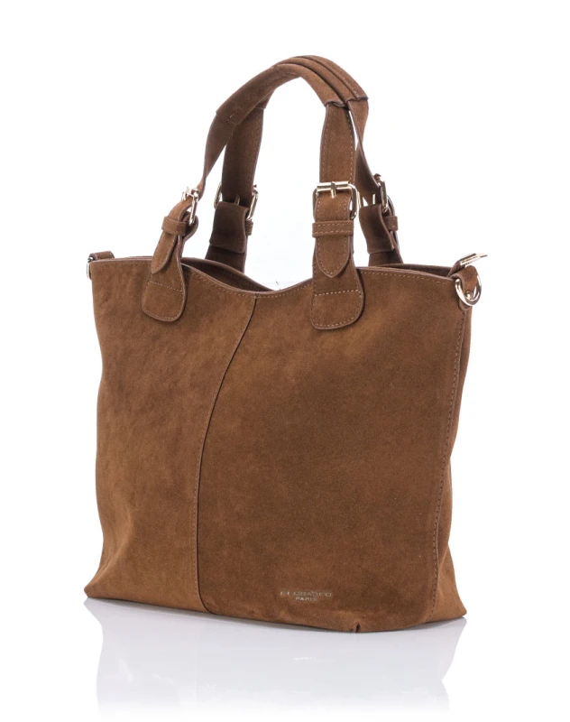 FLORA&amp;CO Paris Torebka Shopper A4 z Zamszu Ekologicznego | Rączki + Regulowany Pasek