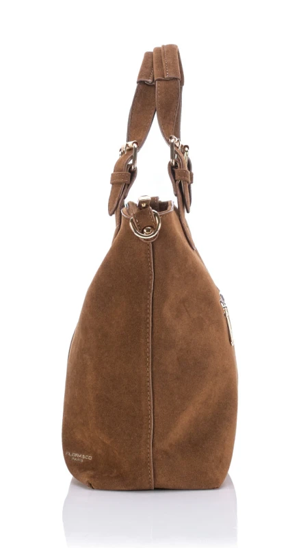 FLORA&amp;CO Paris Torebka Shopper A4 z Zamszu Ekologicznego | Rączki + Regulowany Pasek