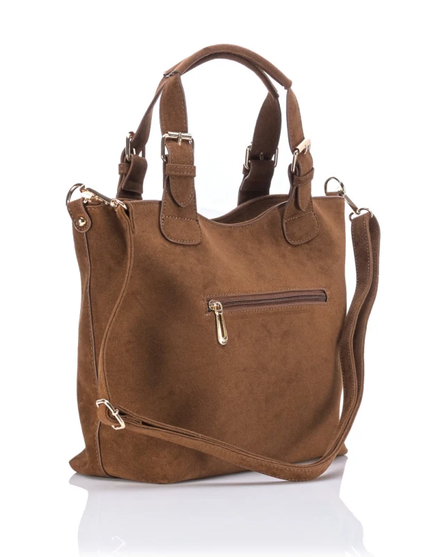 FLORA&amp;CO Paris Torebka Shopper A4 z Zamszu Ekologicznego | Rączki + Regulowany Pasek