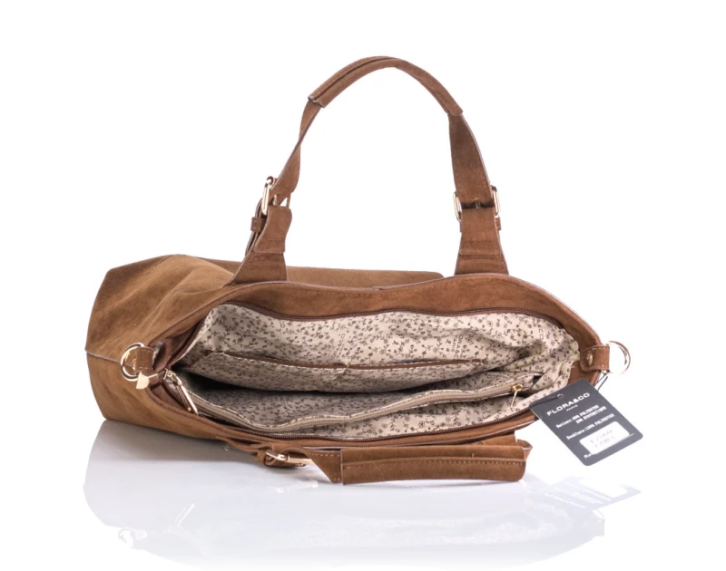 FLORA&amp;CO Paris Torebka Shopper A4 z Zamszu Ekologicznego | Rączki + Regulowany Pasek