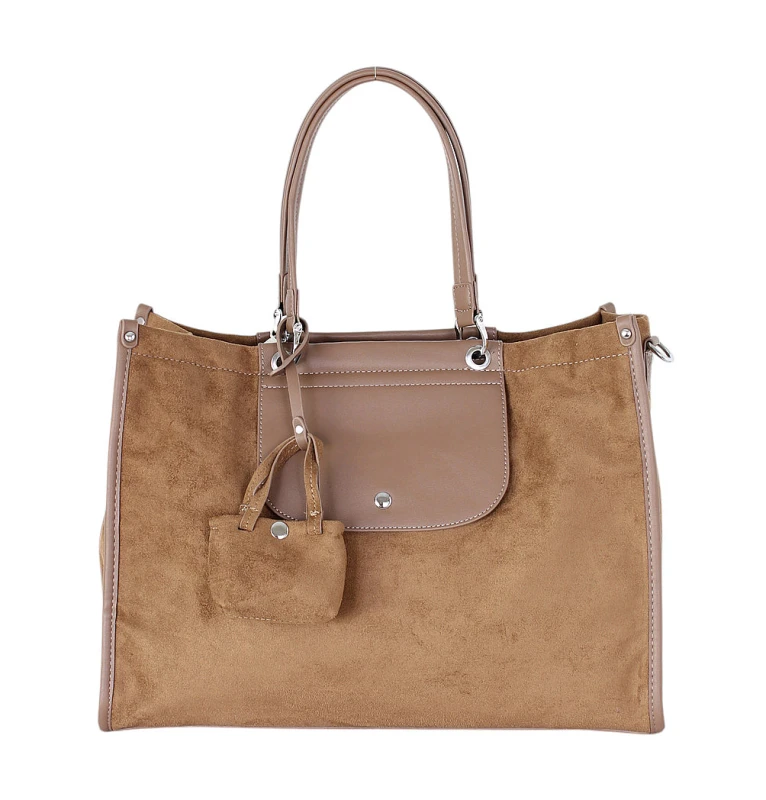 LAPHRODITE Paris Duża Torebka Shopper A4 z Zamszu Ekologicznego | Rączki + Długi Pasek
