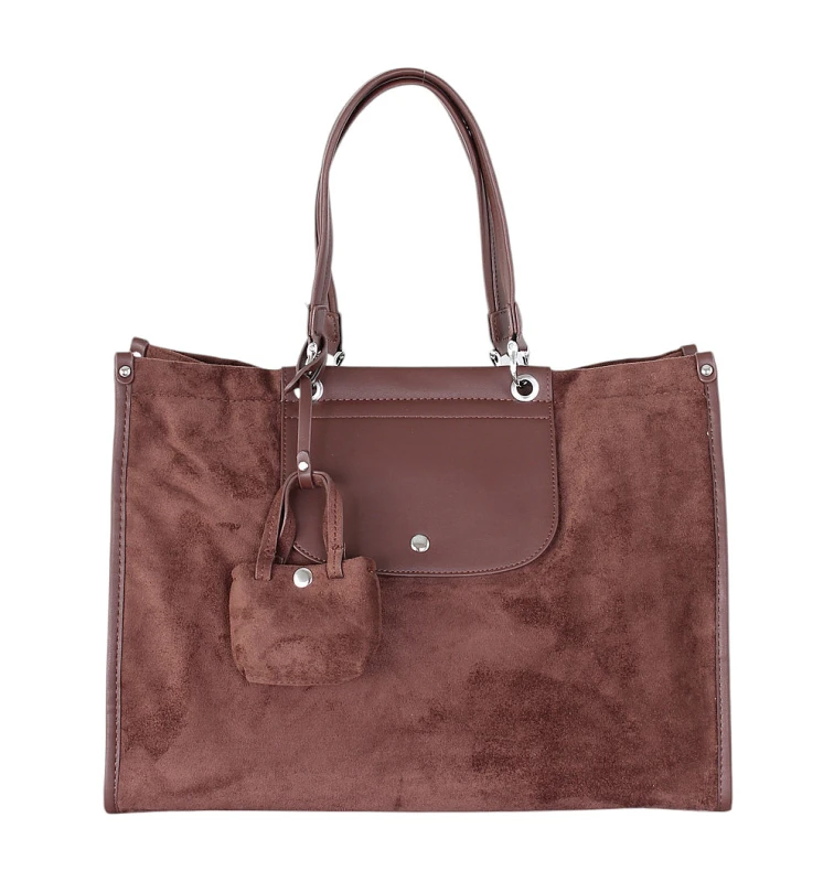 LAPHRODITE Paris Duża Torebka Shopper A4 z Zamszu Ekologicznego | Rączki + Długi Pasek