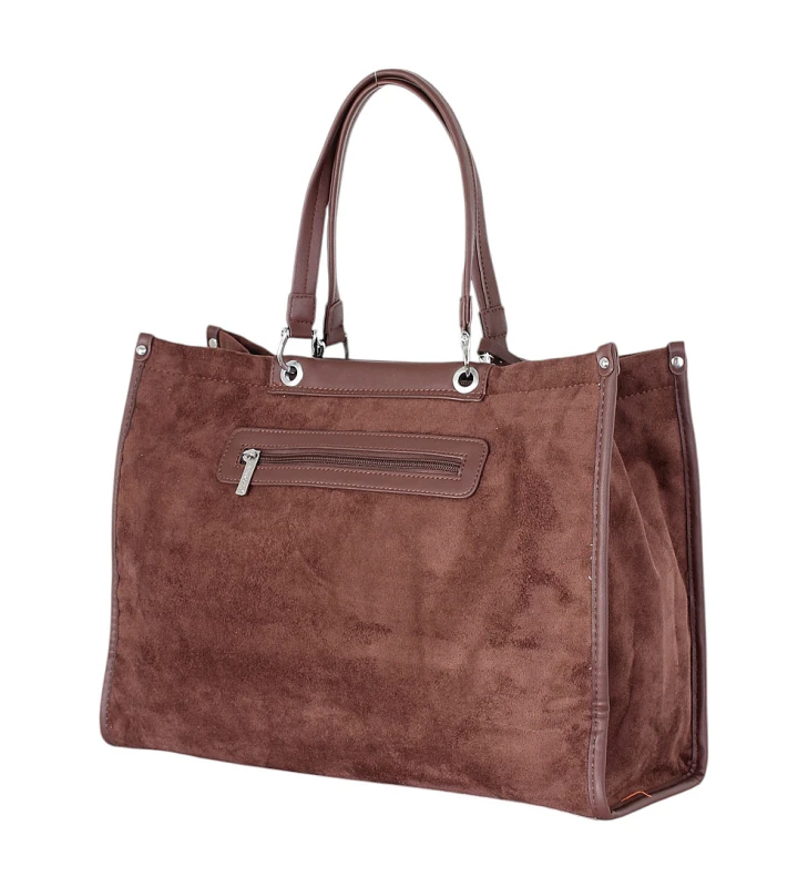 LAPHRODITE Paris Duża Torebka Shopper A4 z Zamszu Ekologicznego | Rączki + Długi Pasek