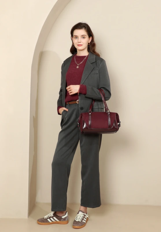 Ines Delaure Paris Torebka Kuferek Damska Zamsz Welur Długi pasek Jesień Zima