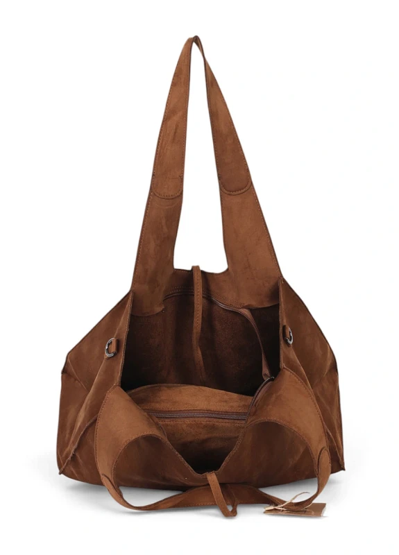 Paolo Bags Italy Torebka Shopper A4 2w1 | Zamsz Ekologiczny | Saszetka Listonoszka