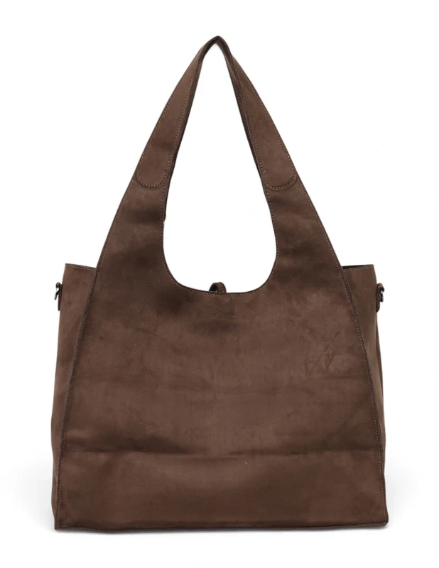 Paolo Bags Italy Torebka Shopper A4 2w1 | Zamsz Ekologiczny | Saszetka Listonoszka