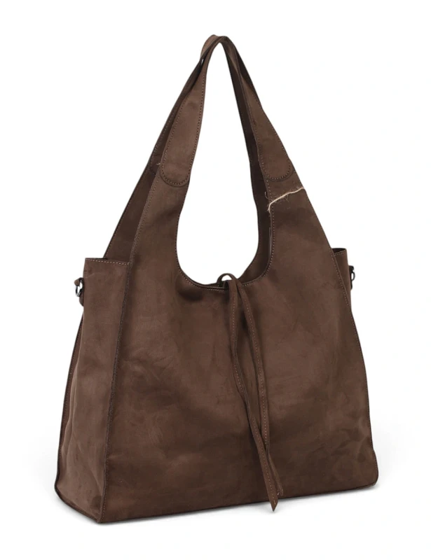 Paolo Bags Italy Torebka Shopper A4 2w1 | Zamsz Ekologiczny | Saszetka Listonoszka