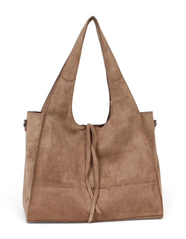 Paolo Bags Italy Torebka Shopper A4 2w1 | Zamsz Ekologiczny | Saszetka Listonoszka