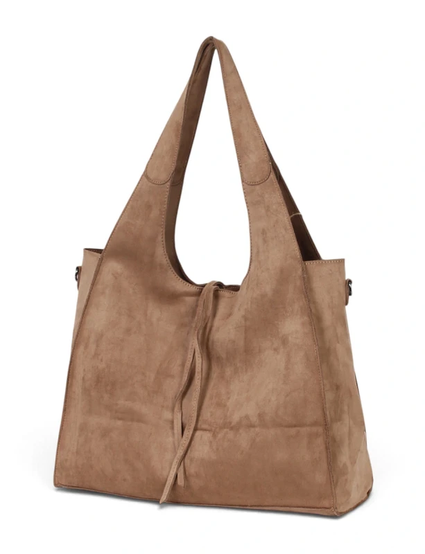 Paolo Bags Italy Torebka Shopper A4 2w1 | Zamsz Ekologiczny | Saszetka Listonoszka