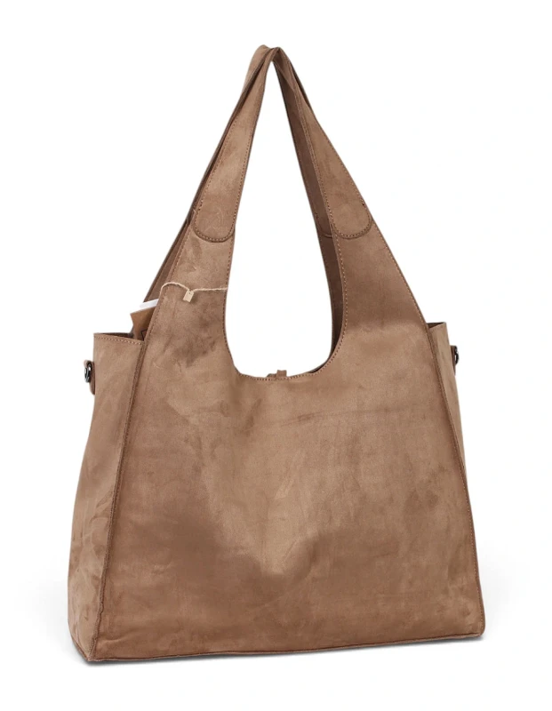 Paolo Bags Italy Torebka Shopper A4 2w1 | Zamsz Ekologiczny | Saszetka Listonoszka