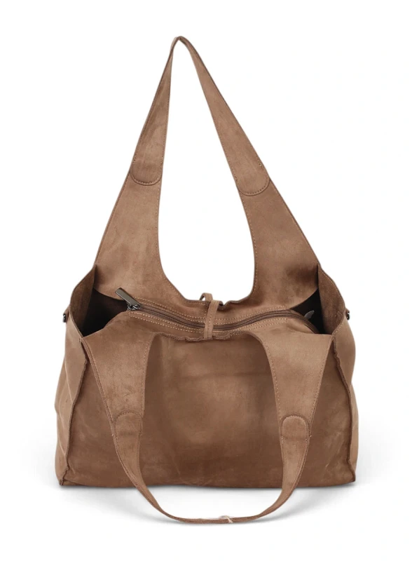 Paolo Bags Italy Torebka Shopper A4 2w1 | Zamsz Ekologiczny | Saszetka Listonoszka