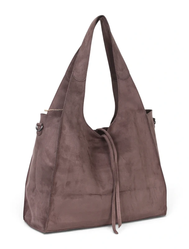 Paolo Bags Italy Torebka Shopper A4 2w1 | Zamsz Ekologiczny | Saszetka Listonoszka