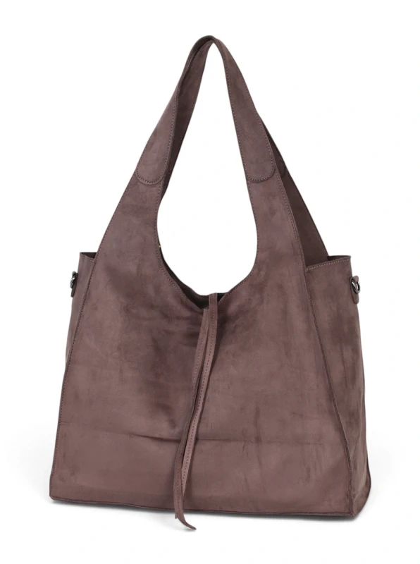Paolo Bags Italy Torebka Shopper A4 2w1 | Zamsz Ekologiczny | Saszetka Listonoszka