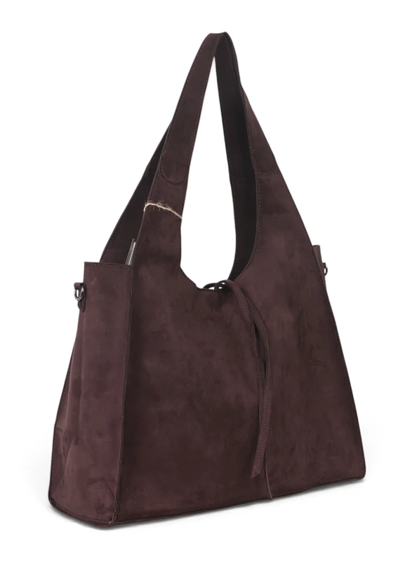 Paolo Bags Italy Torebka Shopper A4 2w1 | Zamsz Ekologiczny | Saszetka Listonoszka