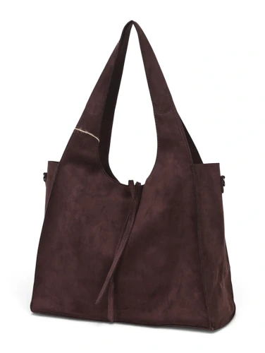 Paolo Bags Italy Torebka Shopper A4 2w1 | Zamsz Ekologiczny | Saszetka Listonoszka
