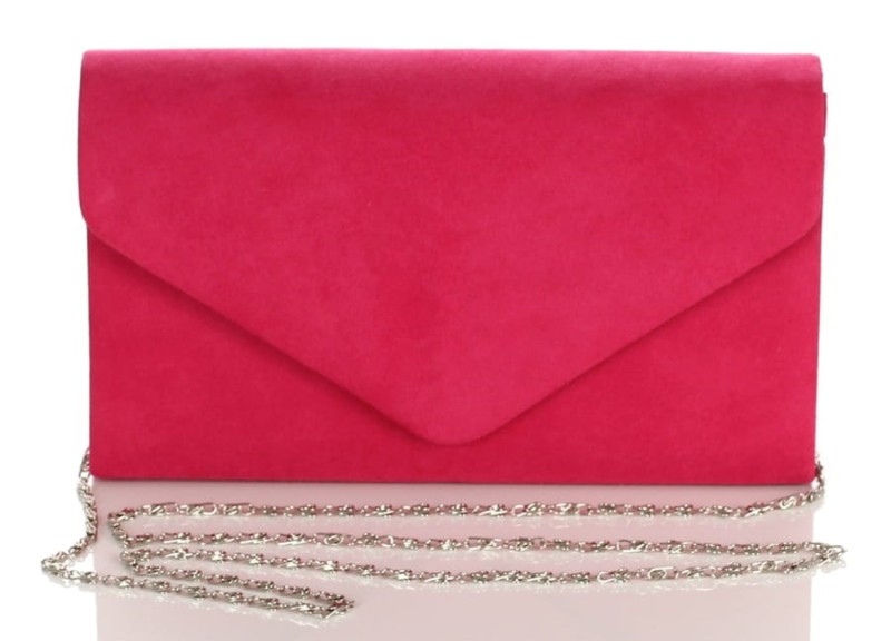 Efektowna kopertówka na łańcuszku FUKSJA
