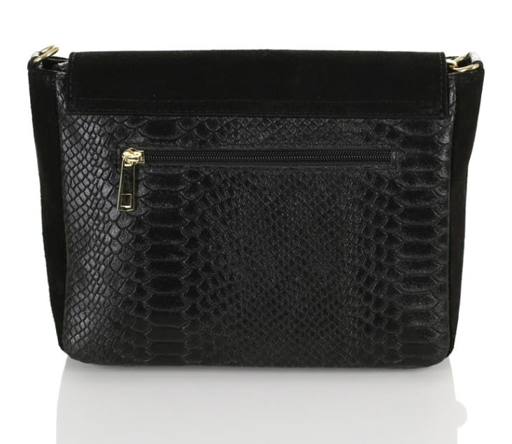 era Pelle Zjawiskowa czarna skórzana torebka S6