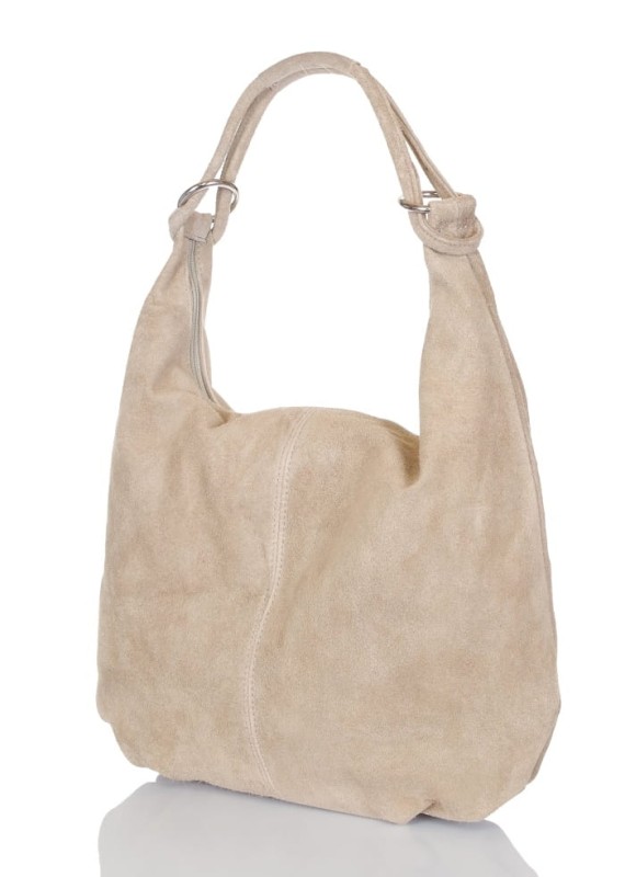 Zamszowa beżowa torebka worek ZD4