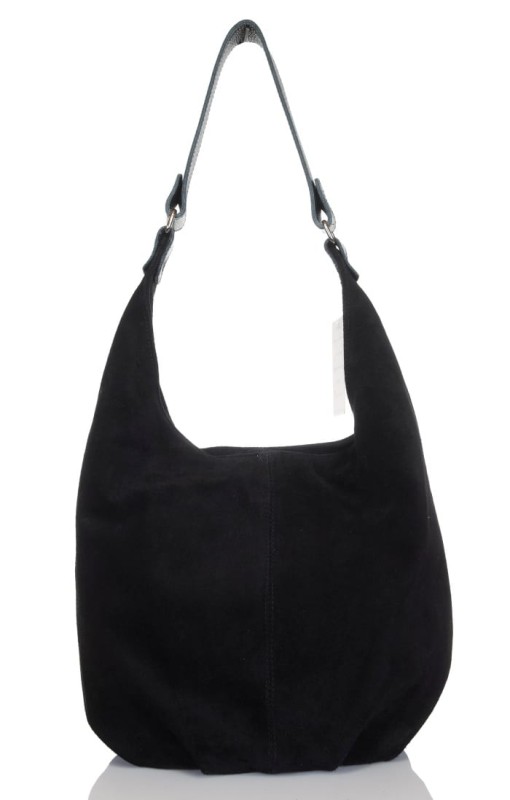 VERA PELLE Wloski zamszowy worek ZJ11 Czarna