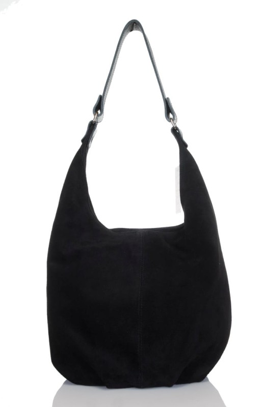 VERA PELLE Wloski zamszowy worek ZJ11 Czarna