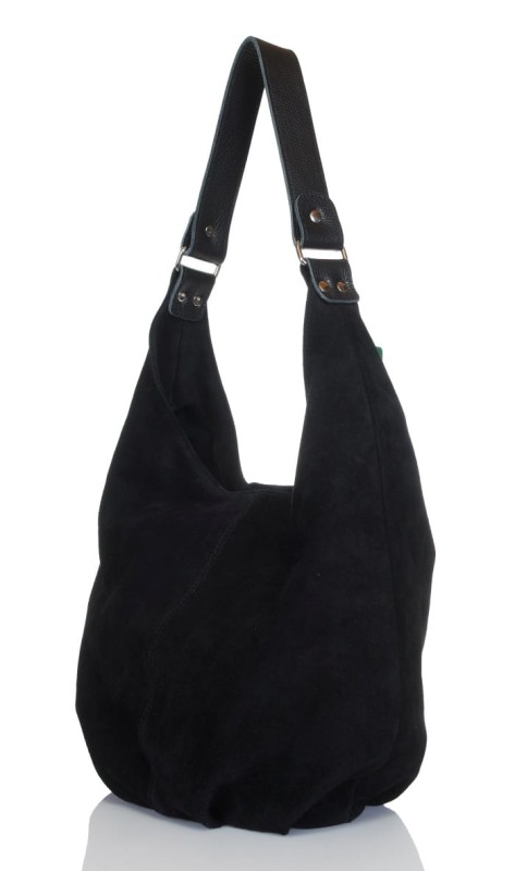 VERA PELLE Wloski zamszowy worek ZJ11 Czarna