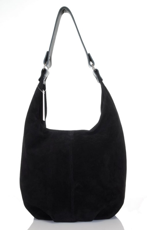 VERA PELLE Wloski zamszowy worek ZJ11 Czarna