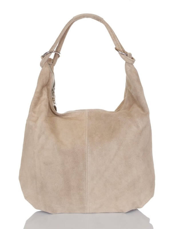 Zamszowa beżowa torebka worek ZD4