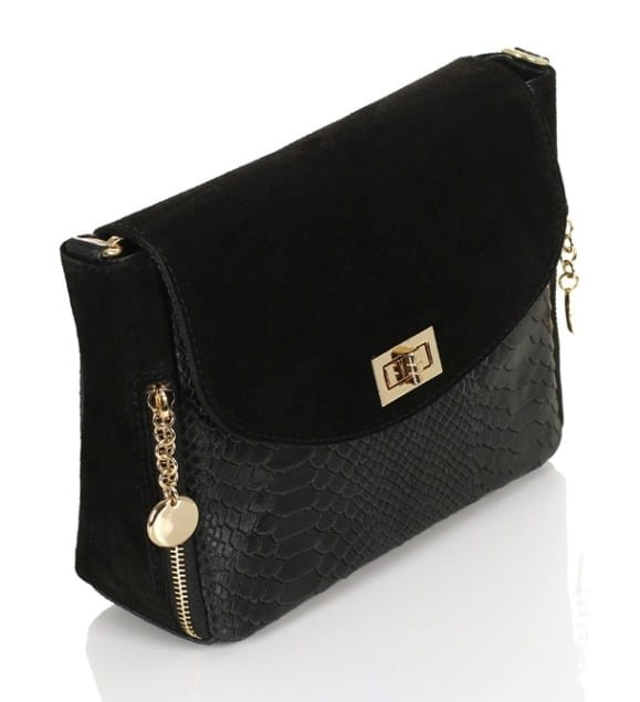 era Pelle Zjawiskowa czarna skórzana torebka S6