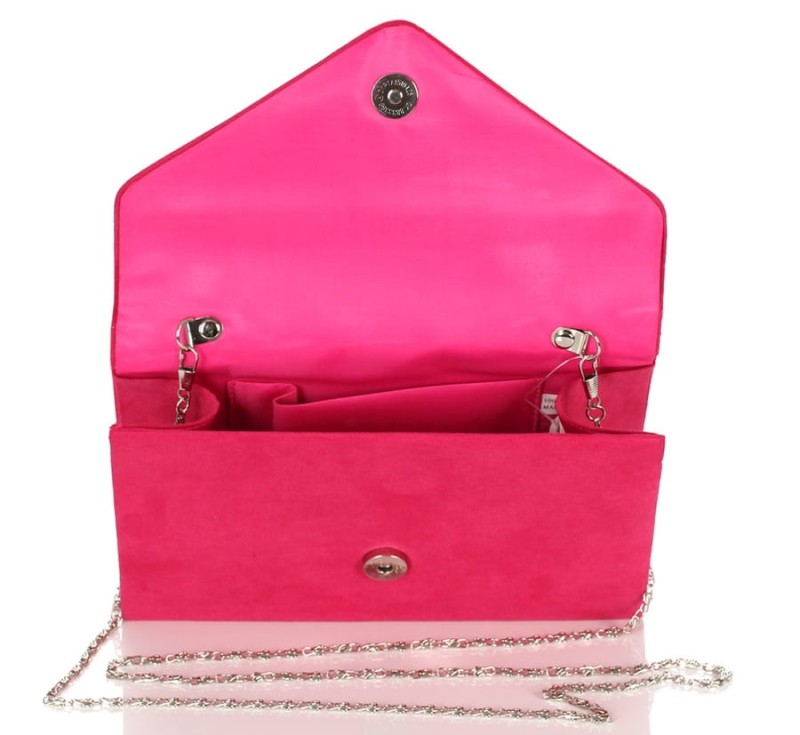 Efektowna kopertówka na łańcuszku FUKSJA