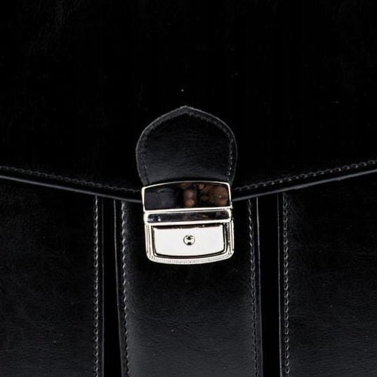 Duża Aktówka Męska Skórzana Tizano T02 – Czarna Torba na Dokumenty A4 i Laptopa