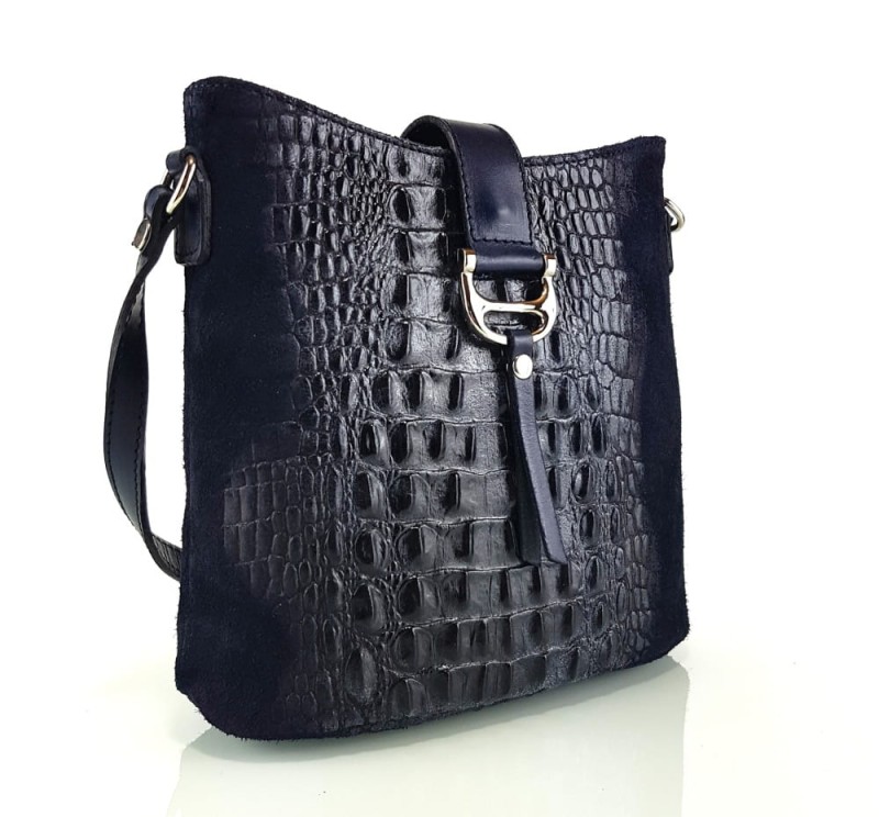 Skórzana granatowa torebka SS7