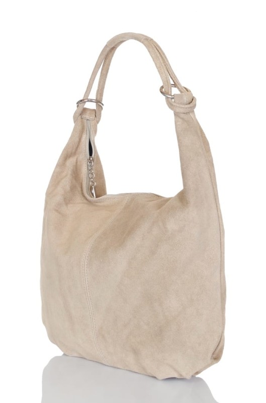 Zamszowa beżowa torebka worek ZD4