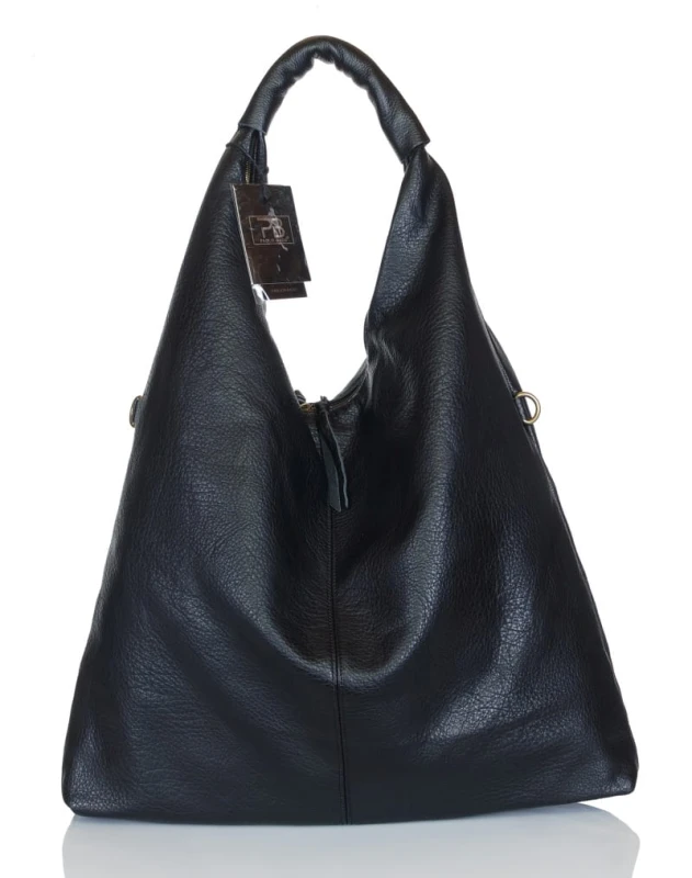 Zjawiskowy duży czarny Shopper Bag PB581