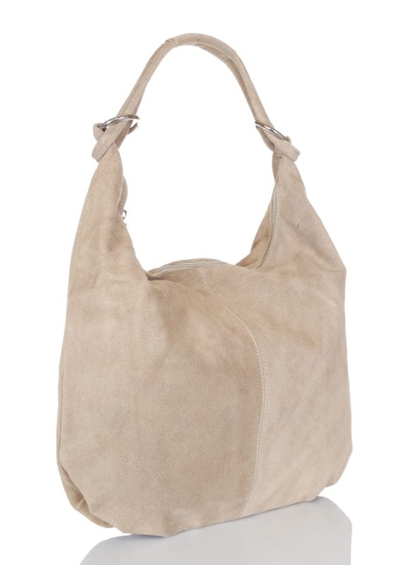 Zamszowa beżowa torebka worek ZD4
