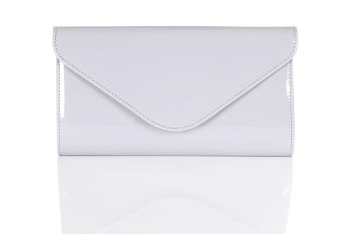Jasno szara, mała lakierowana kopertówka W35