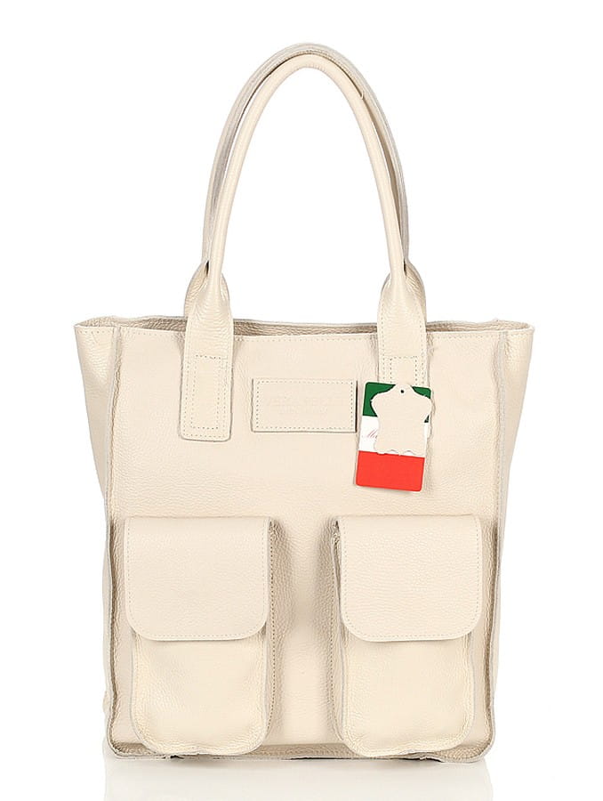 VERA PELLE Włoski skórzany shopper bag