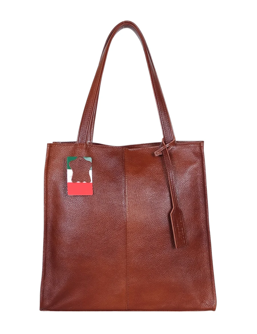 VERA PELLE Skórzana torebka damska | A4 | Made in Italy | Skóra naturalna | Brązowa