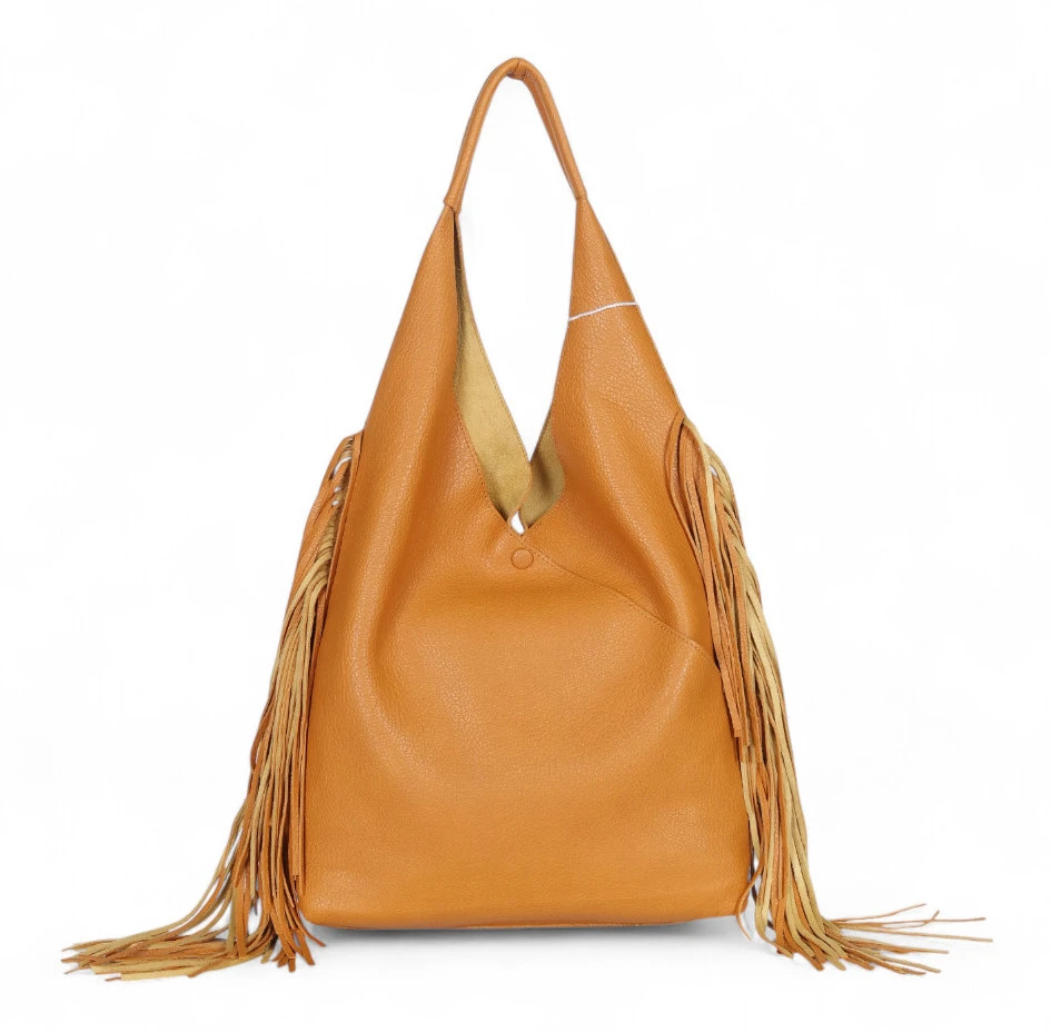 Torebka shopper COO&COO Fashion Italy – duży shopper bag 2w1 z frędzlami