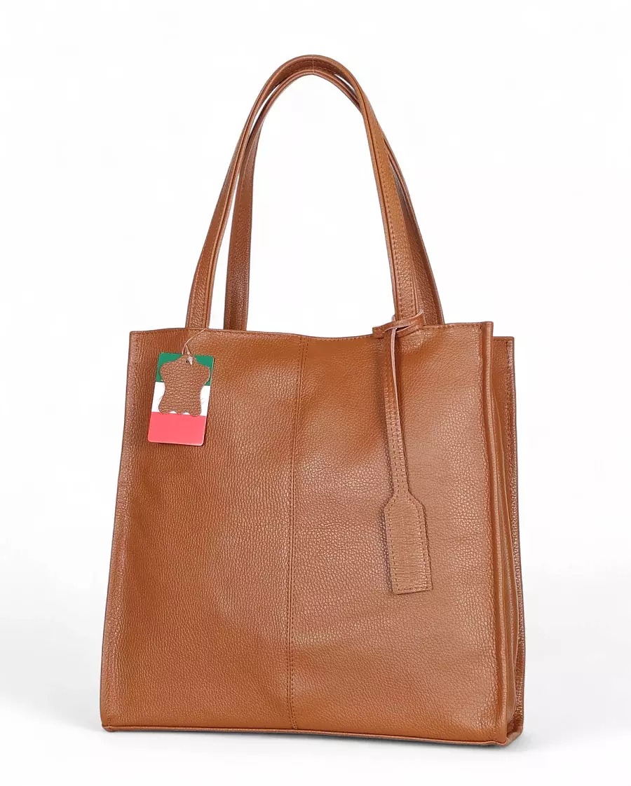 VERA PELLE Skórzana torebka damska | A4 | Made in Italy | Skóra naturalna | Camel