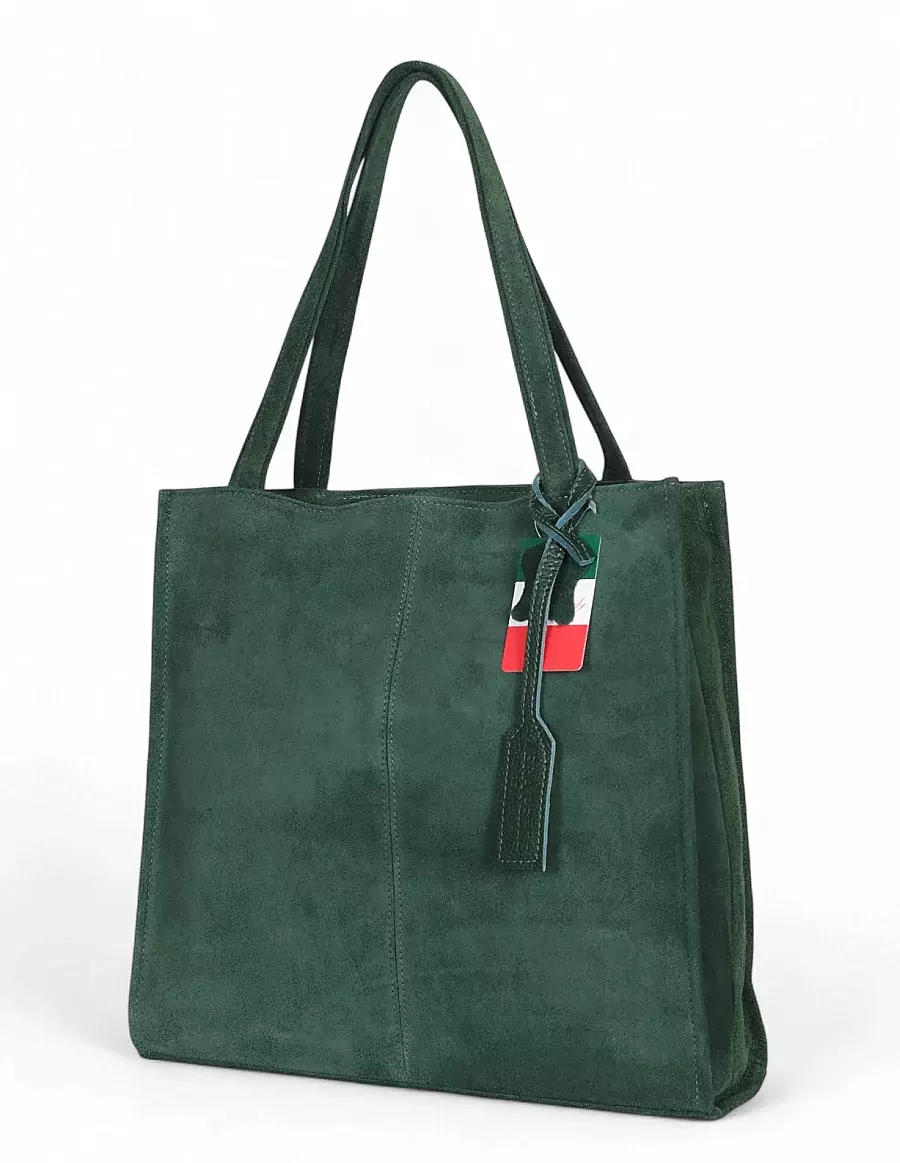 VERA PELLE Zamszowa torebka damska | A4 | Made in Italy | Skóra naturalna