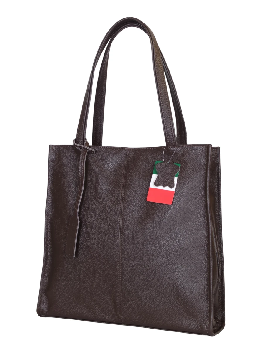 VERA PELLE Czekoladowa skórzana torebka damska | A4 | Made in Italy | Skóra naturalna