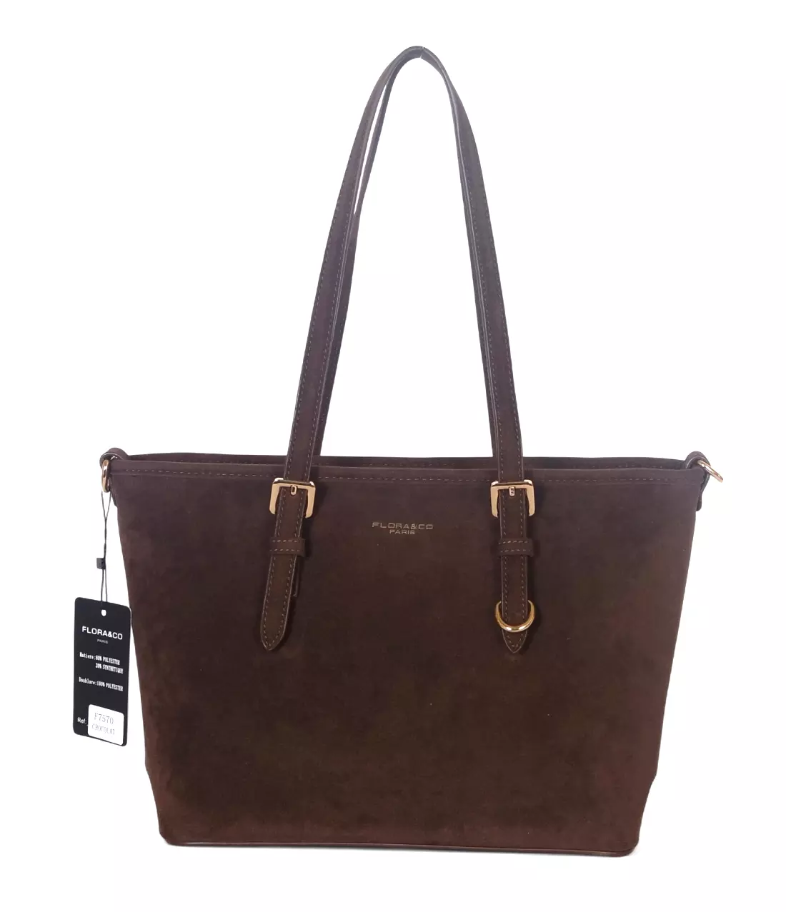 Brązowa torebka damska Flora&Co – elegancki zgrabny shopper z zamszu ekologicznego
