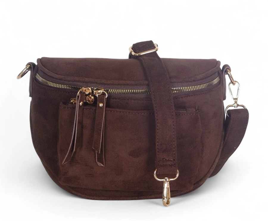 Torebka zamszowa listonoszka Gallantry Paris – mała torebka crossbody z regulowanym paskiem