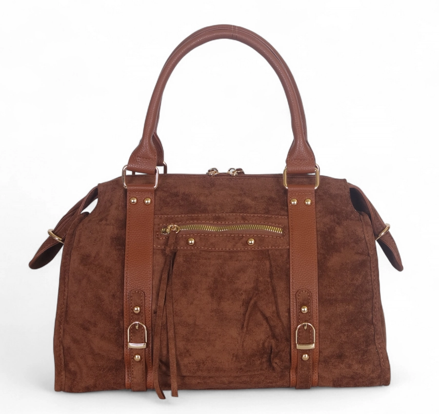 Torebka Gallantry Paris zamszowa shopper bag – modna torba z frędzlami i eko skórą