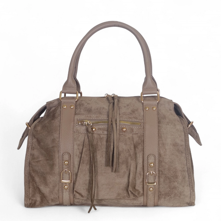 Torebka Gallantry Paris zamszowa shopper bag – modna torba z frędzlami i eko skórą